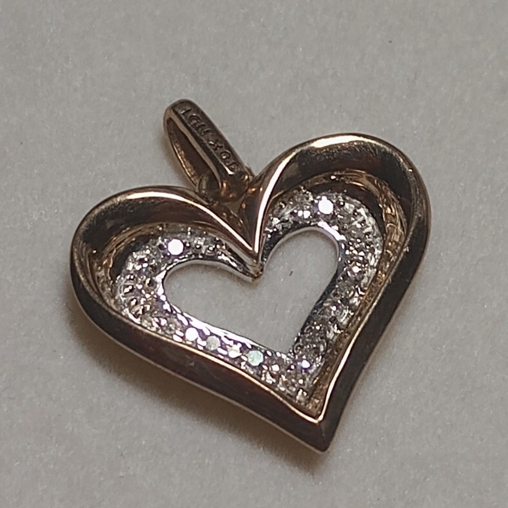 10k Yellow Gold Diamond Heart Pendant Charm